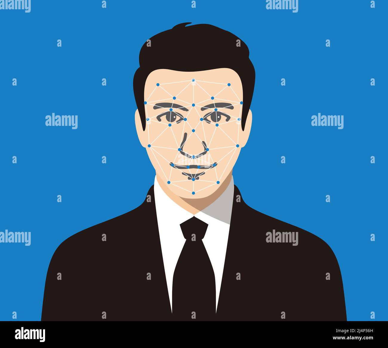 Face ID, Gesichtserkennung Systemkonzeptsymbole, biometrische Identifizierung, persönliche Verifizierung, einfache Vektordarstellung Stock Vektor