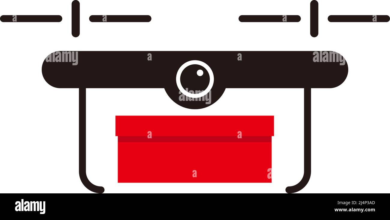 Drohne liefern Waren, flaches Icon-Design, Vektor-Illustration Stock Vektor