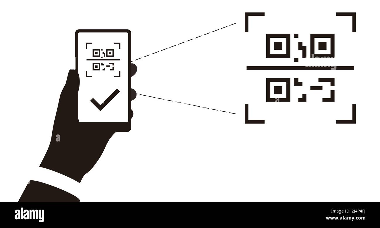 QR Recognition System Konzept, Smartphone Scannen des Barcodes, Vektordarstellung Stock Vektor