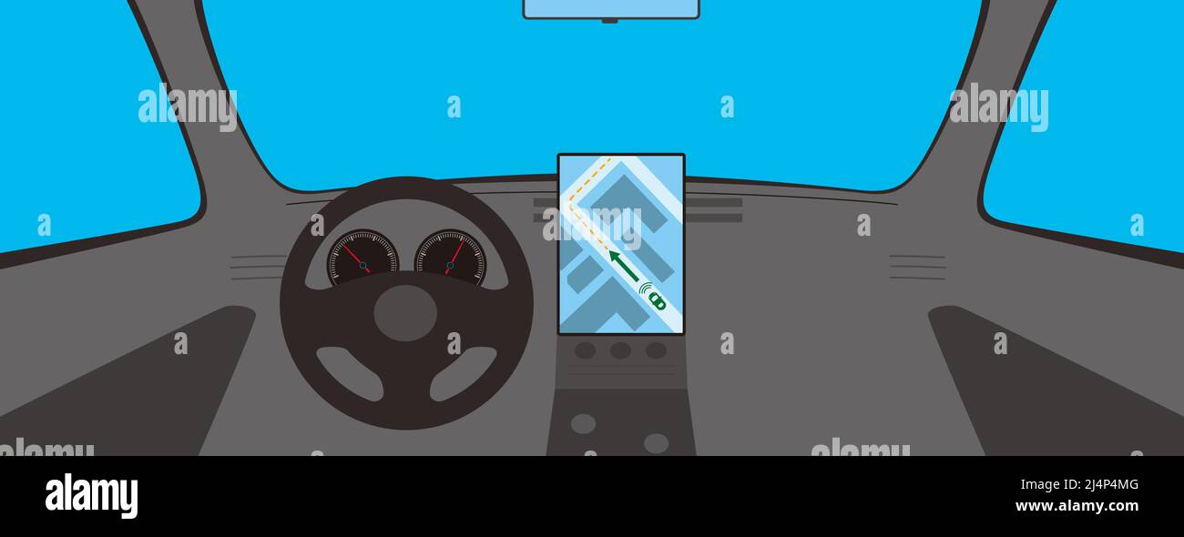 Modernes Auto im Inneren, Vektorgrafik Stock Vektor