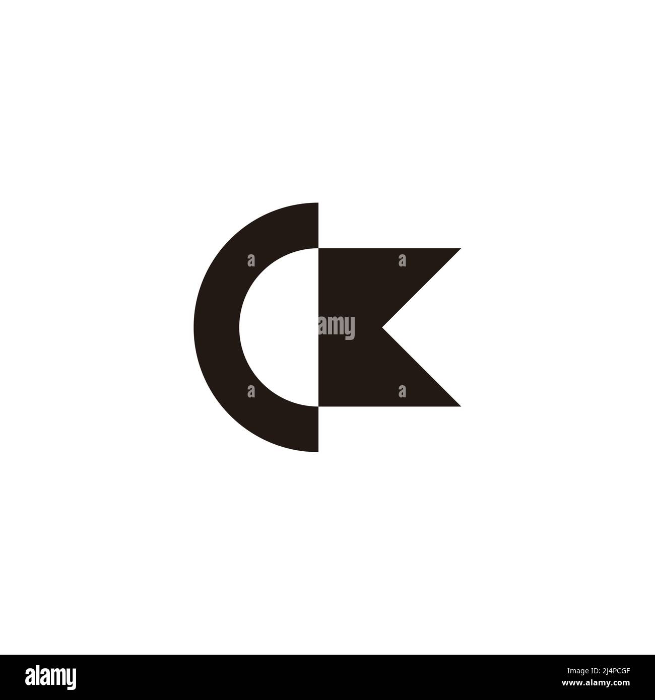 Buchstabe ck einfacher verknüpfter geometrischer Logovektor Stock Vektor
