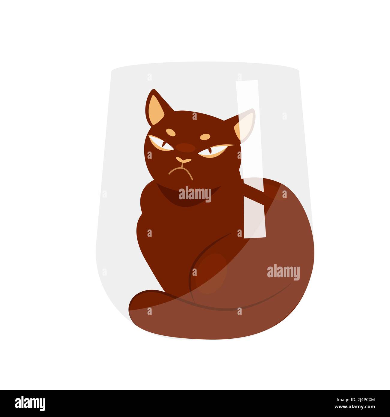 Katze sitzt in Glasvase. Lustige niedliche Momente mit heimischen Haustier Cartoon Illustration Stock Vektor