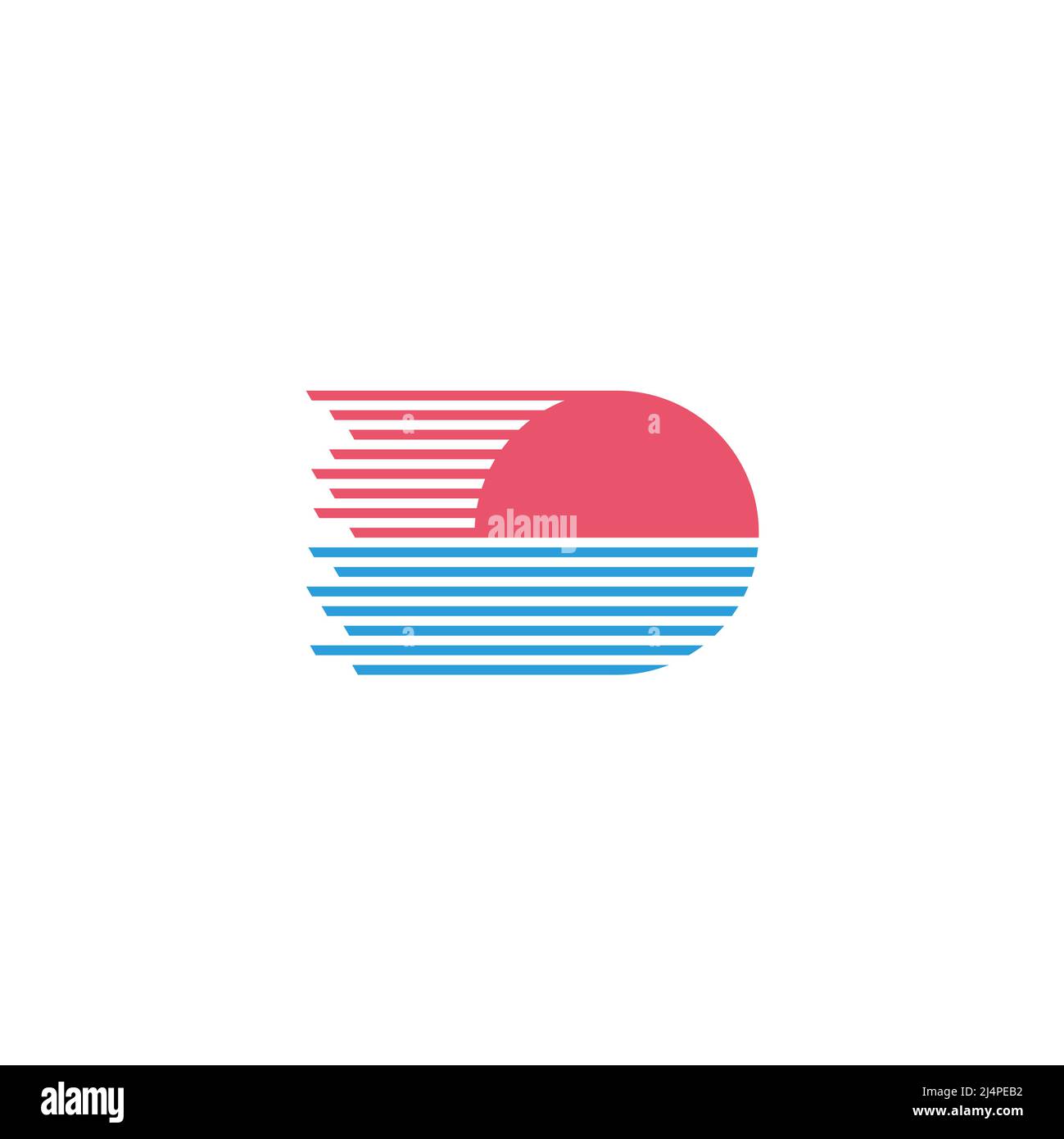 Sonnenuntergang Strand Streifen Silhouette lineare geometrische Logo Vektor Stock Vektor