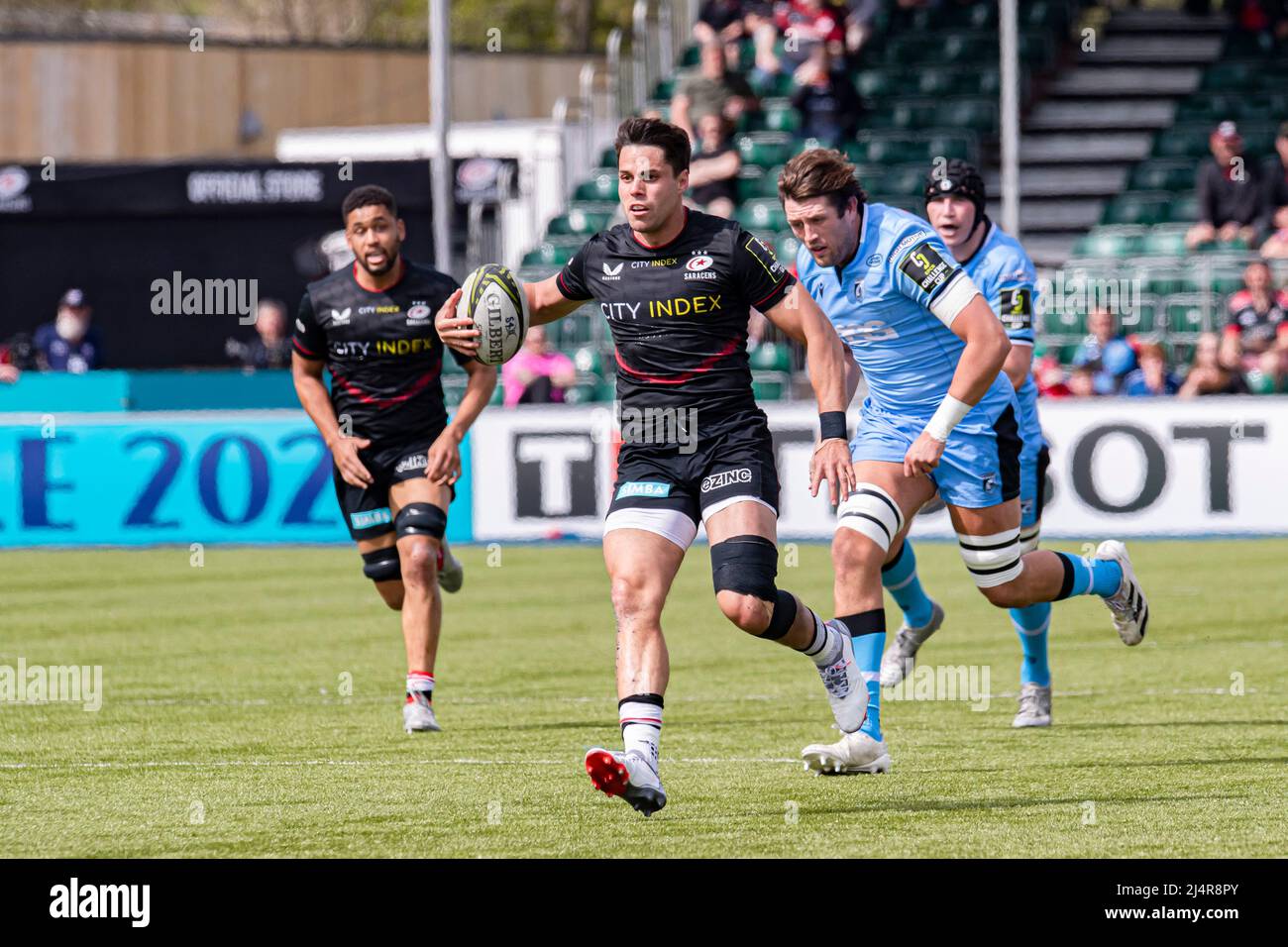 LONDON, GROSSBRITANNIEN. 17., 2022. April. Seam Maitland of Saracens in Aktion während DES EPCR Challenge Cup-Spiels zwischen Saracens und Cardiff Blues am Sonntag, den 17. April 2022 im StoneX Stadium. LONDON, ENGLAND. Kredit: Taka G Wu/Alamy Live Nachrichten Stockfoto