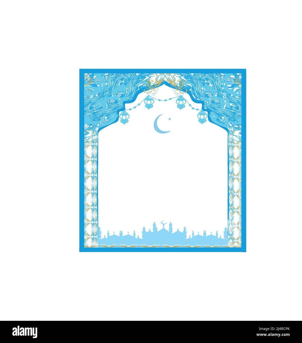 Ramadan Mubarak Grußkarte - dekorativer Rahmen mit Ornamenten Stock Vektor