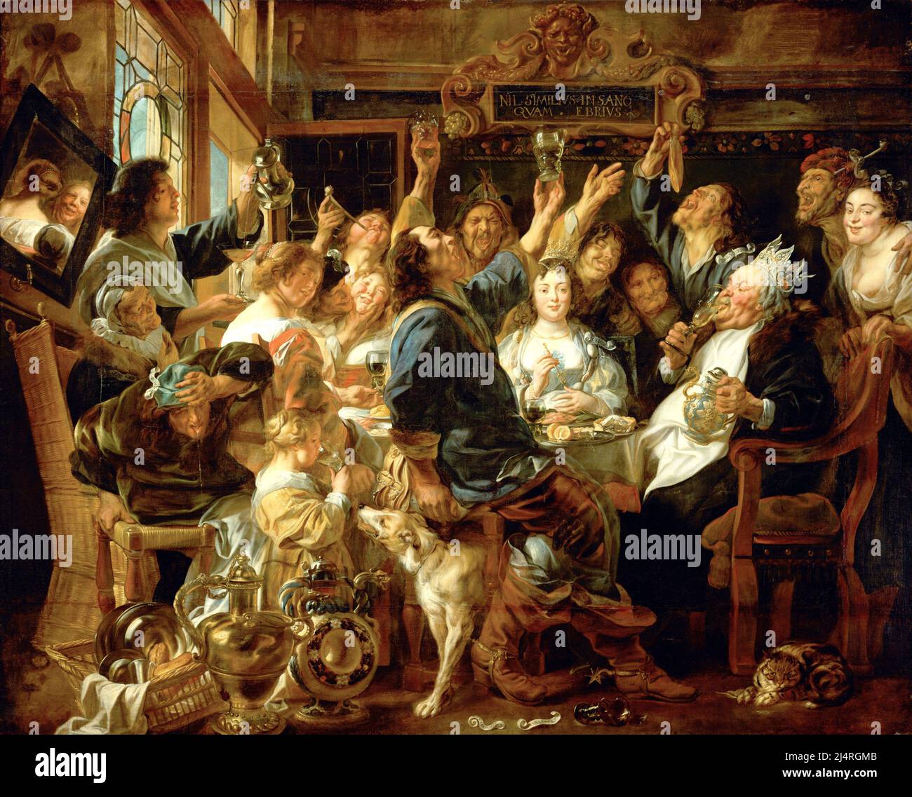 Jacob Jordaens - das Fest des Bohnenkönigs - 1640 und 1645 Stockfoto