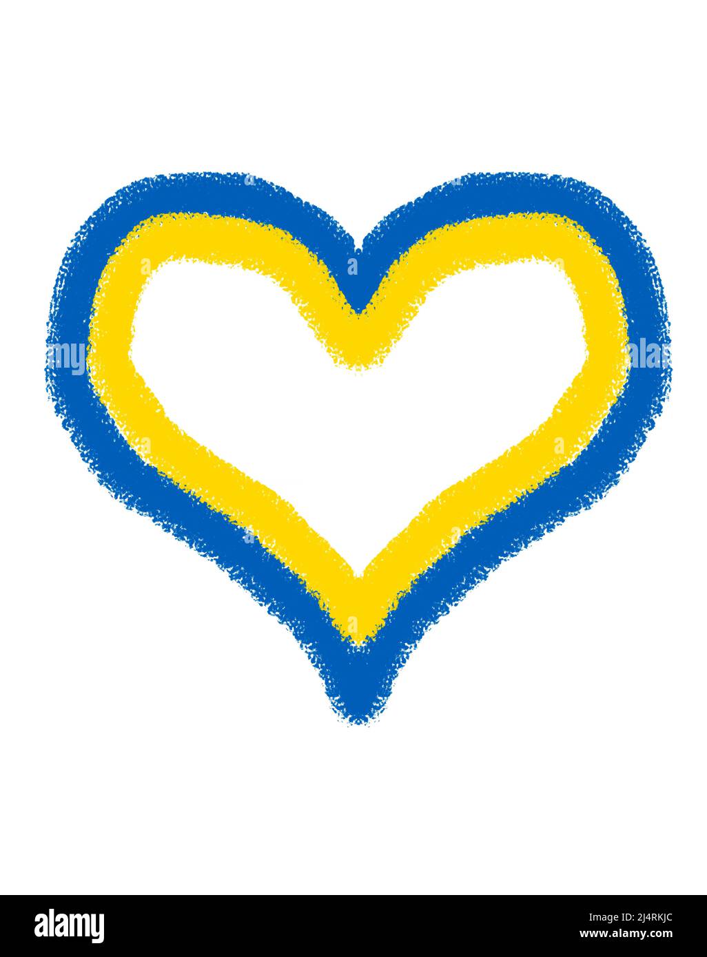 Steht mit der Ukraine: Herzen gezeichnet mit ukrainischen Flaggen-Farben über Weiß Stockfoto