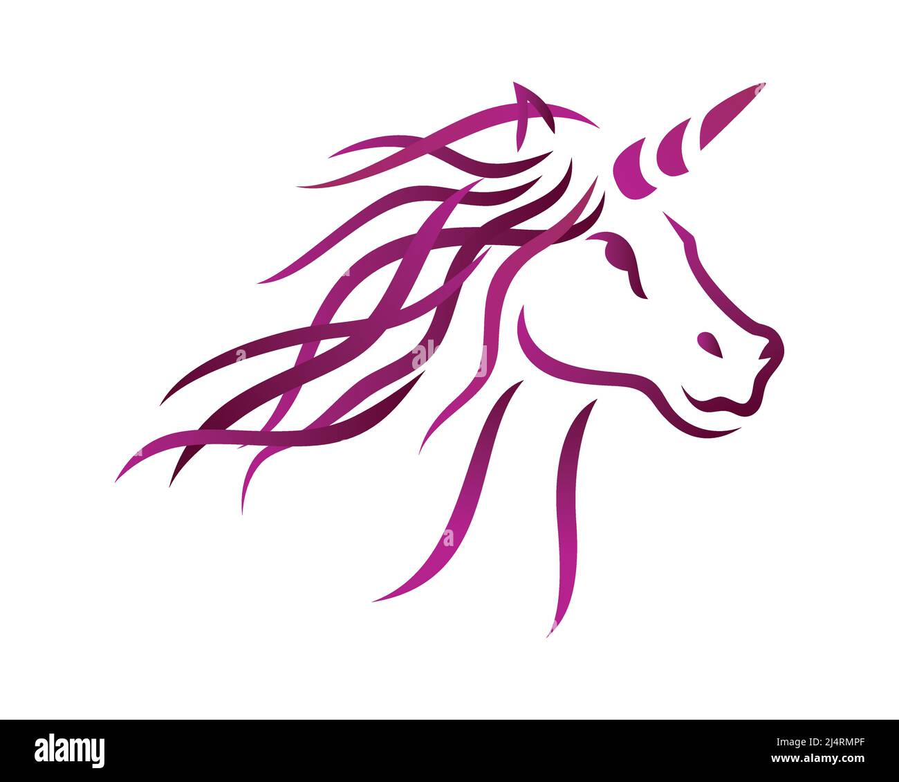 Einhorn-Illustration mit Silhouette Style Vector Stock Vektor