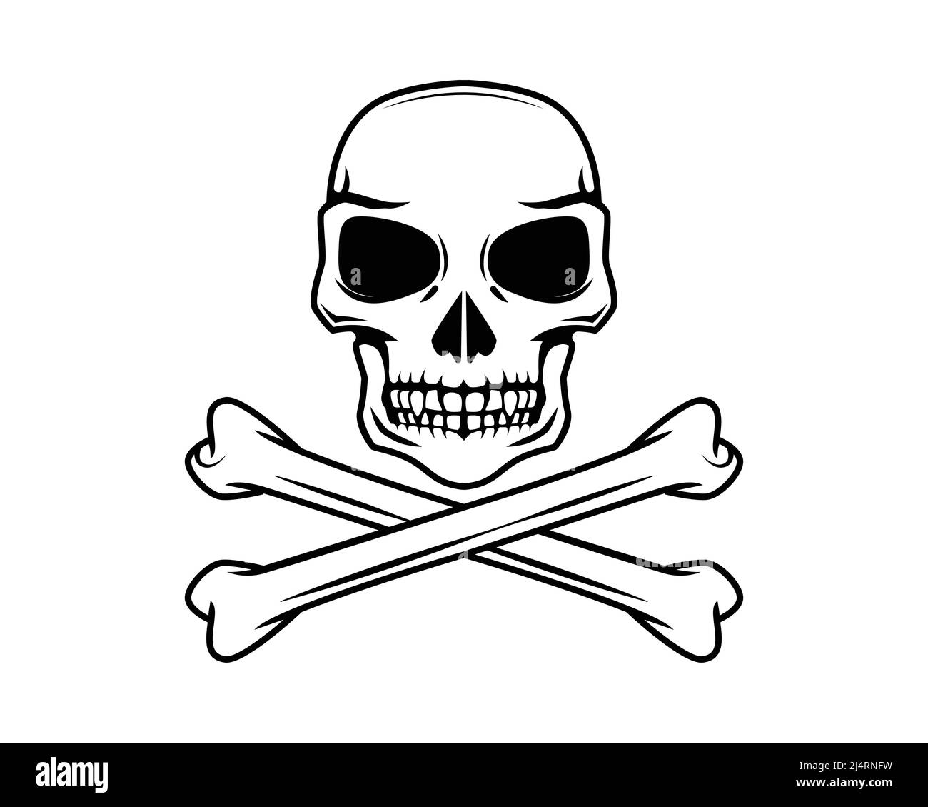 Totenkopf mit gekreuzten Knochen Illustration mit Silhouette Style Vector Stock Vektor