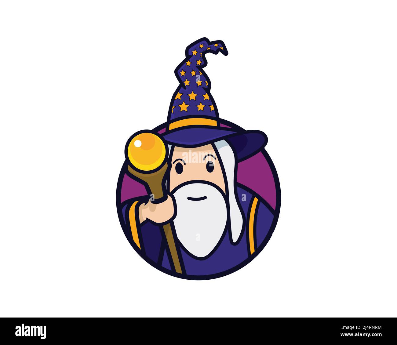 Wizard-Symbol mit Cartoon-Stil Illustration Vektor Stock Vektor