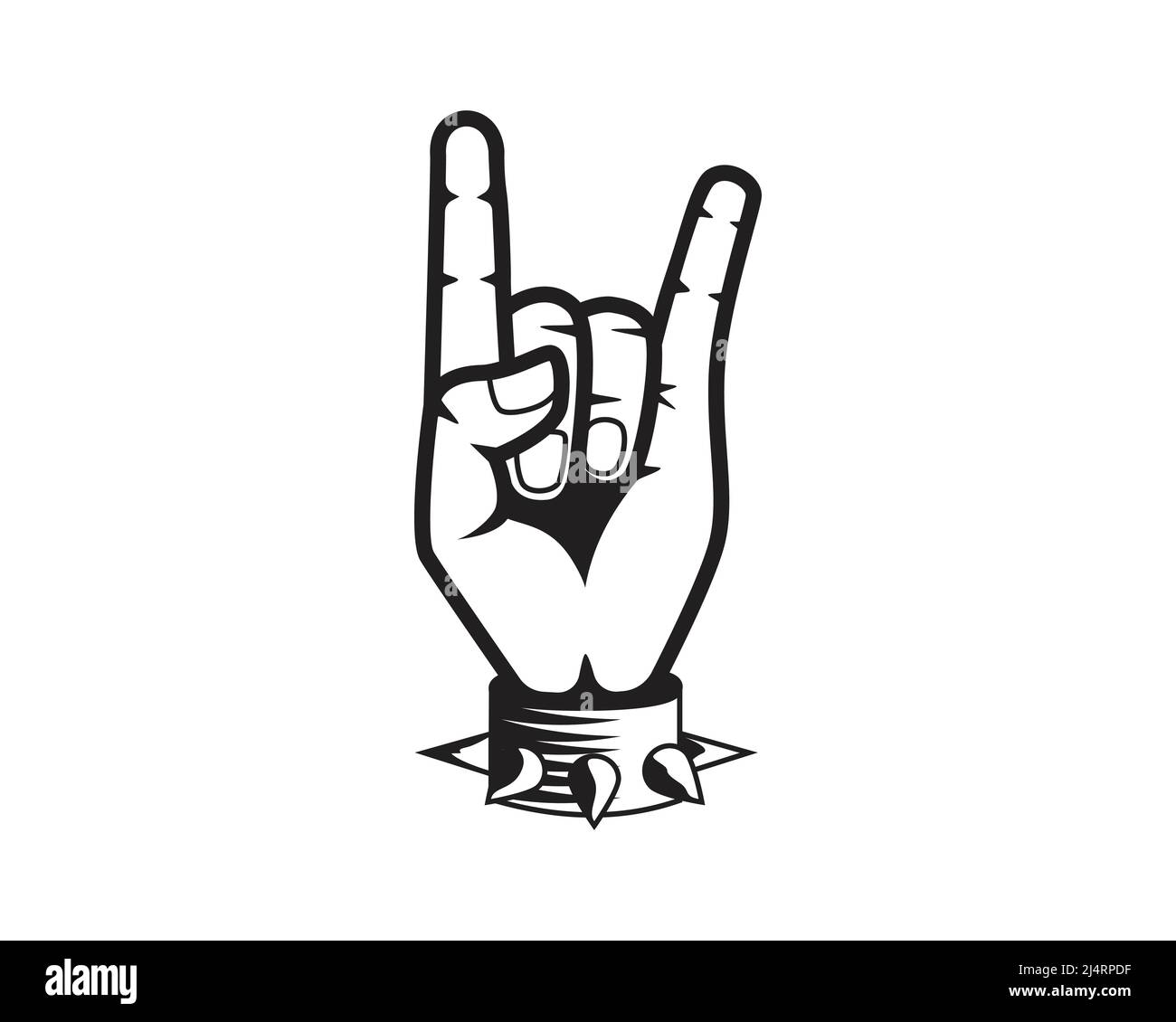Rock-on-Hand-Gesture-Symbol mit Silhouette Style Vector Stock Vektor