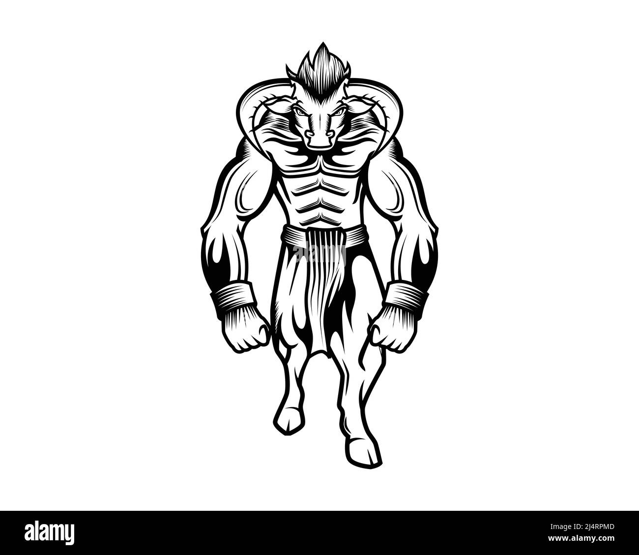 Antike Griechische Mythologische Monster Minotaur Illustration Vektor Stock Vektor