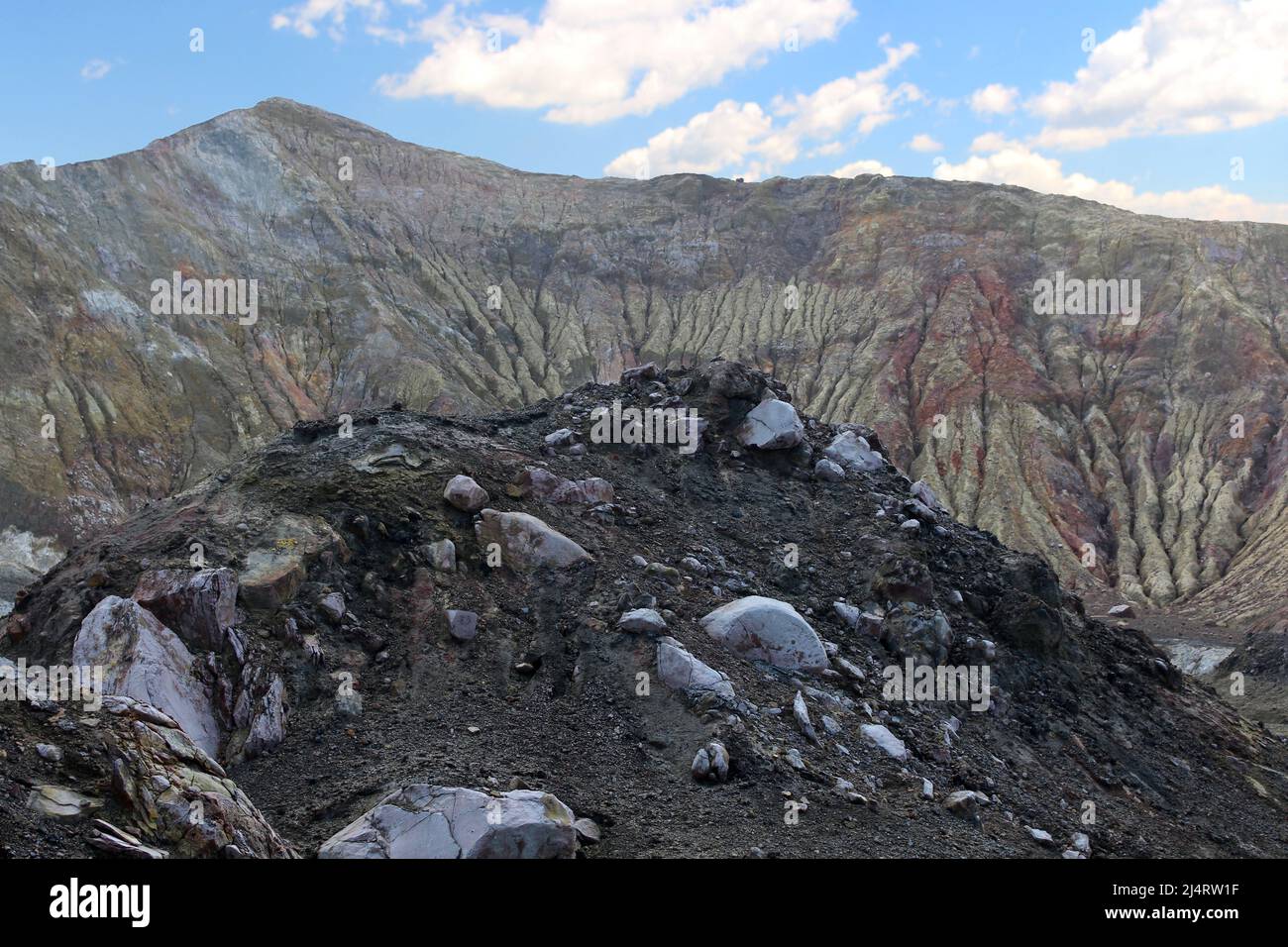 Im Krater der vulkanischen White Island/Whakaari - Neuseeland Stockfoto