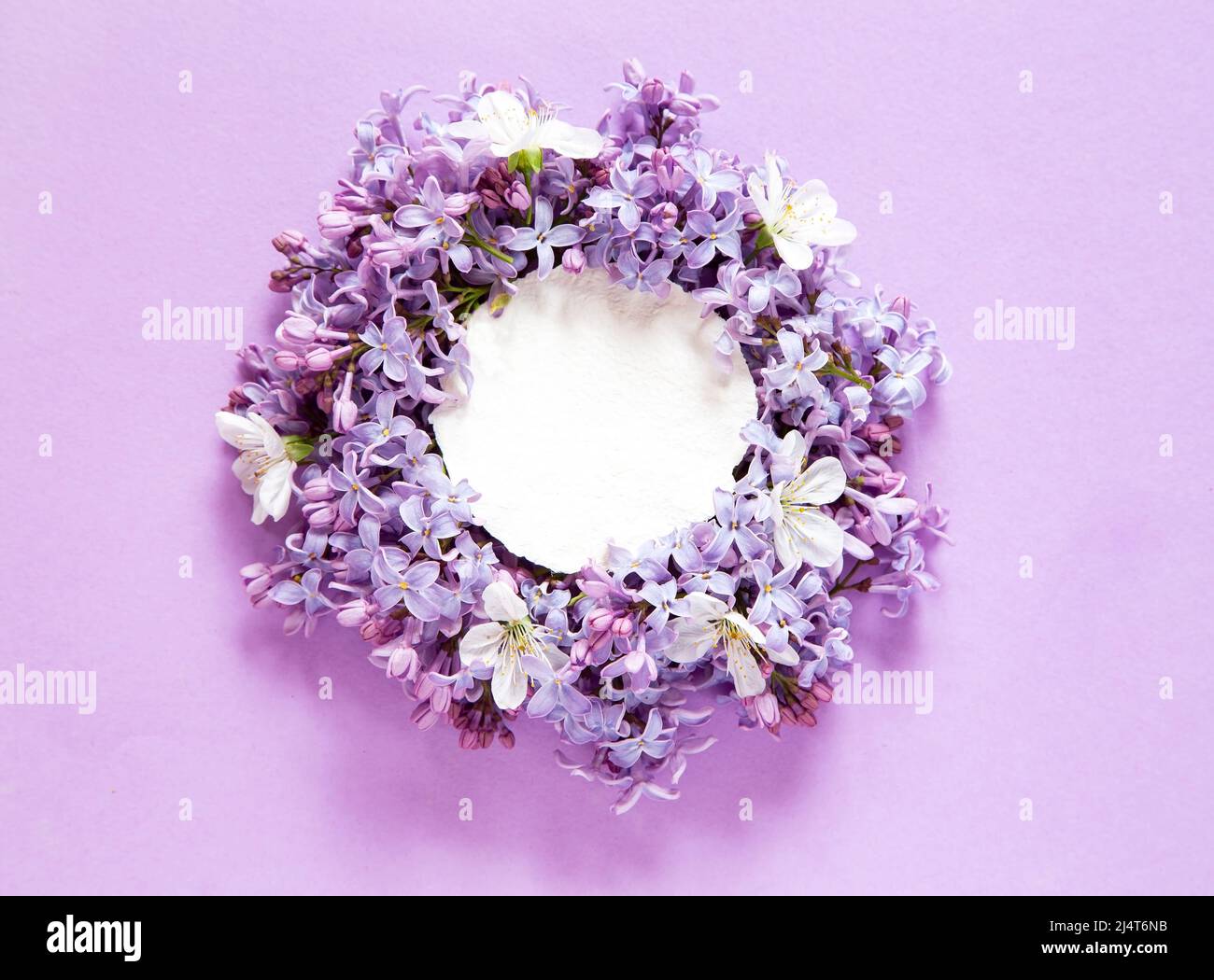 Frühlingsblumen mit einer Craft Paper blanck Note Stockfoto