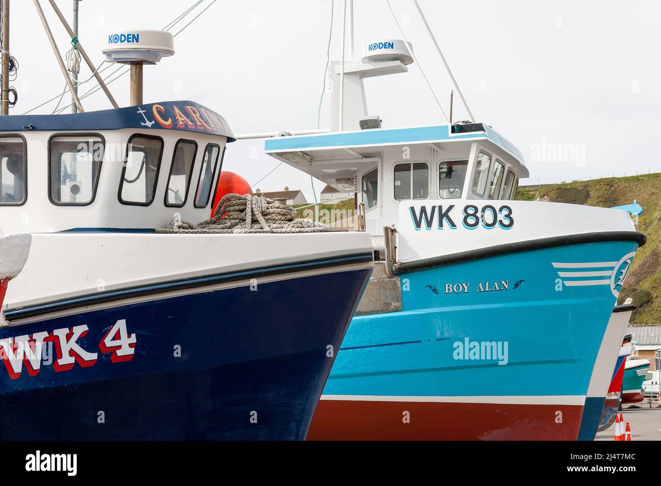 Fischerboote in Scrabster, in der Nähe von Thurso, Schottland Stockfoto