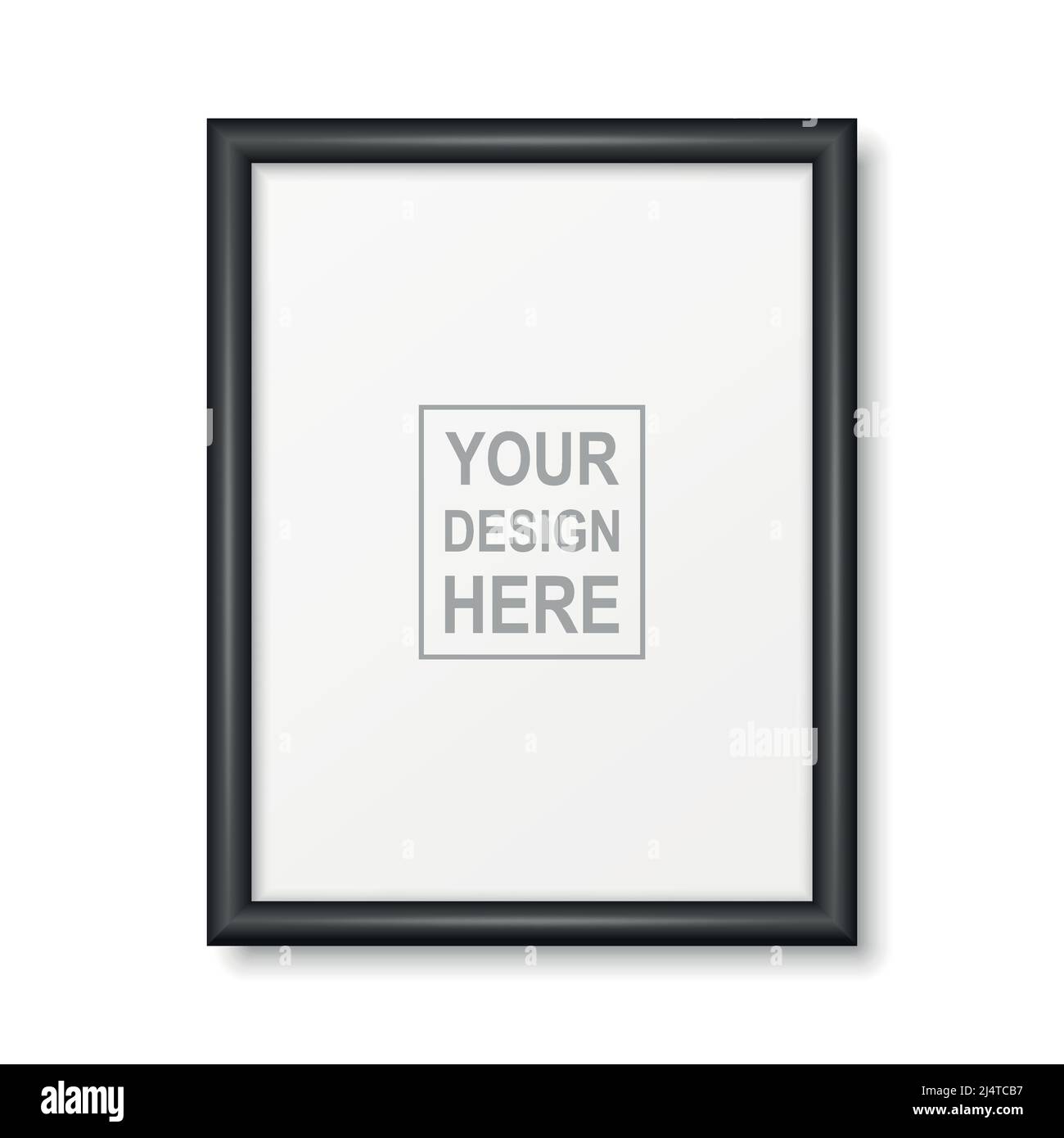 Vector 3D realistisch Schwarz Kunststoff oder Holz A4 einfach modern Frame isoliert. Design-Vorlage für Foto, Bilderrahmen für Mockup, Präsentationen. Vektor Stock Vektor
