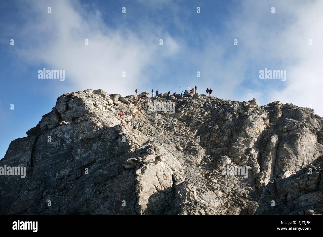 Blick auf den Olymp Gipfel Mytikas. Der Olymp ist mit 2917 Metern der  höchste Berg Griechenlands Stockfotografie - Alamy