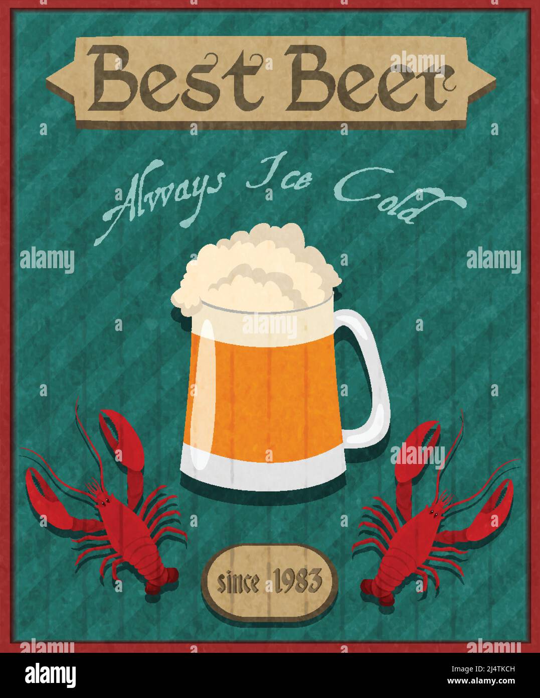 Beste Bier Pub bar Restaurant Retro-Poster mit Becher und Langusten ...