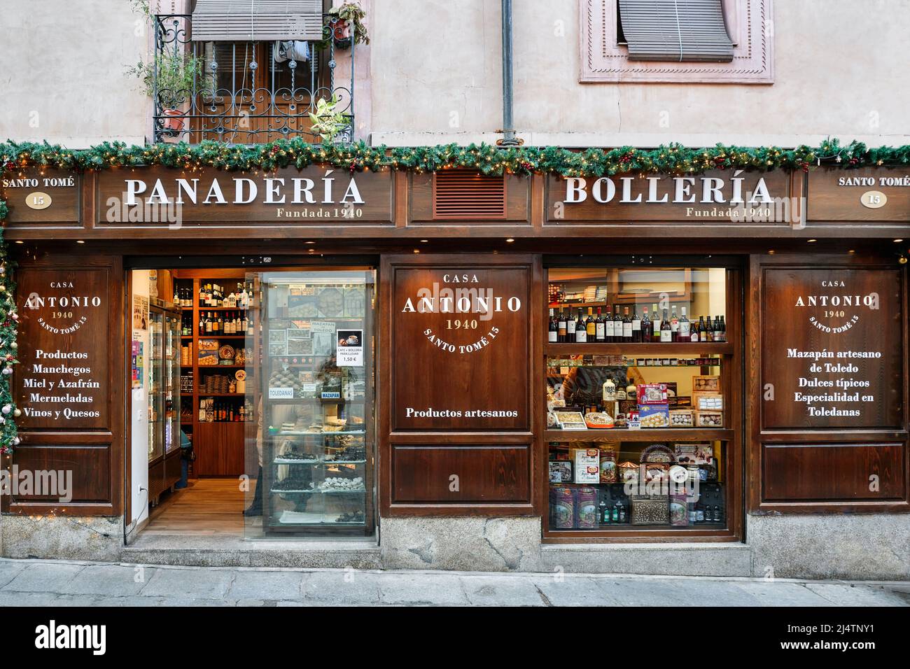 Casa Antonio Konditorei, La Mancha Artisan Products, gegründet 1940 in der Santo Tome Straße in der Stadt Toledo, Castilla la Mancha, Spanien, Europa. Stockfoto