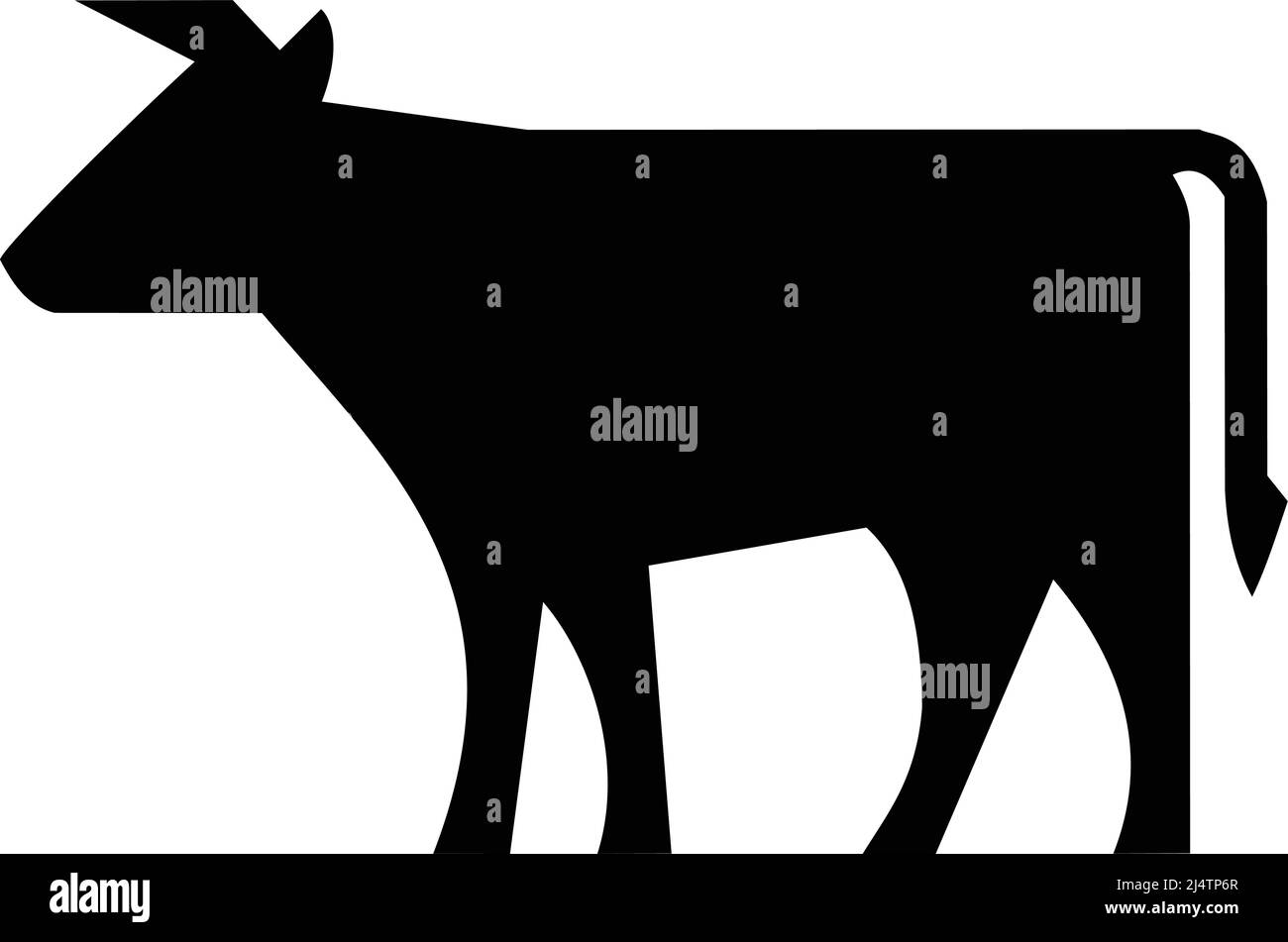 Illustratives Symbol einer Kuh in Schwarz/Weiß. Stock Vektor