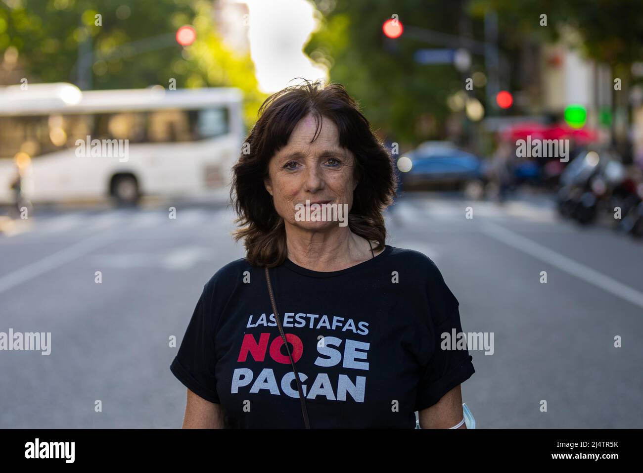 Buenos Aires, Argentinien, 10.. März 2022. Vilma Ripoll, die Vorsitzende der MST, marschierte gegen das Abkommen mit dem IWF. (Esteban Osorio/Alamy) Stockfoto