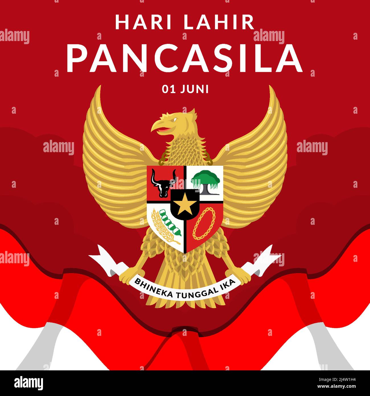 Flache hari Lahir pancasila - pancasila Tagesillustration Stock Vektor