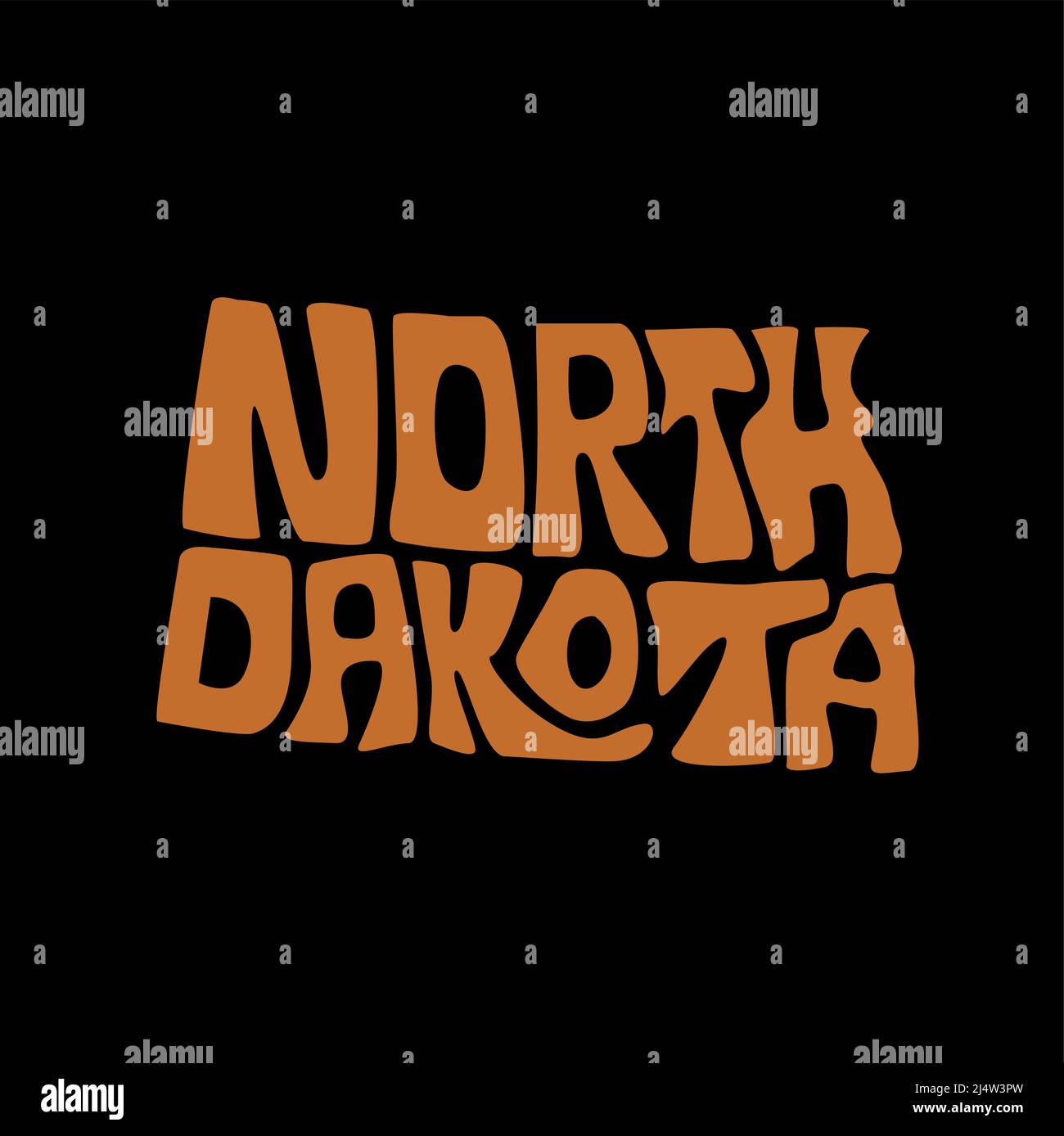 North Dakota State Map Typografie. North Dakota Kartographie. Schriftzug in North Dakota. Stock Vektor