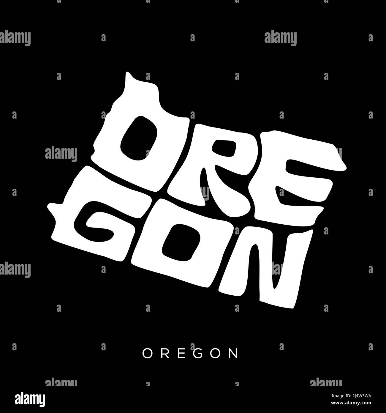 Oregon State Map Typografie. Kartografie von Oregon. Oregon Schriftzug. Stock Vektor