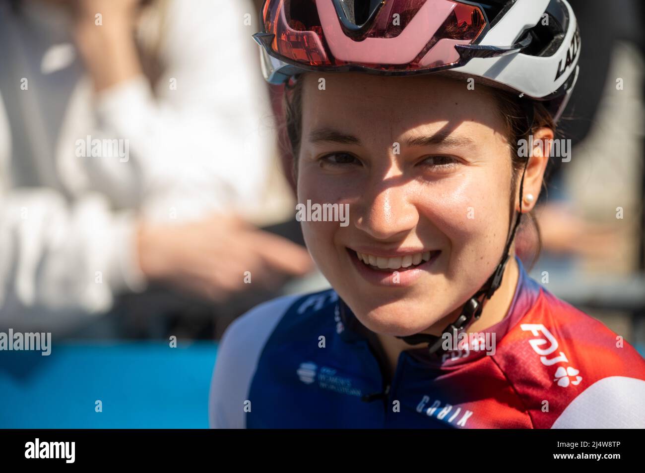 Jade WIEL FDJ Nouvelle-Aquitaine Futuroscope während des Grand Prix der Frauen in Chambery 2022, des französischen Elite-Cup-Radrennens der Frauen am 17. April 2022 in Chambéry-le-Vieux, Frankreich - Foto Florian Frison / DPPI Stockfoto