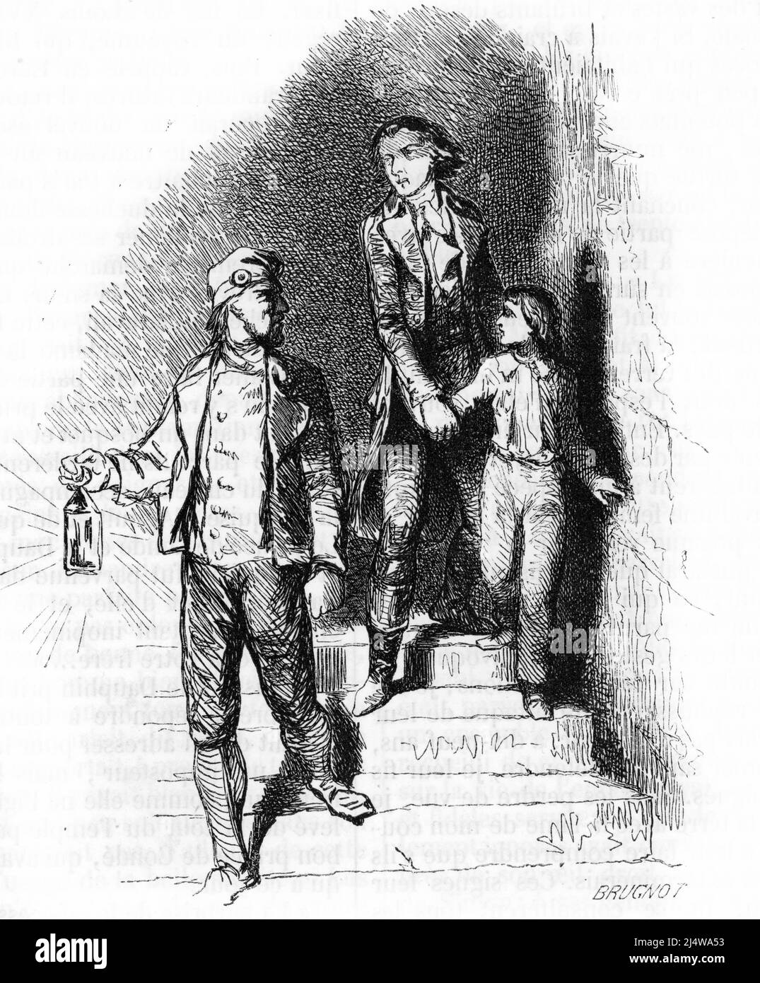 Revisions de la these revisionniste selon laquelle le dauphin Louis XVII aurait ete exfiltre secretement de la pins du Temple Et ne serait pas mort en 1795 (Darstellung der revisionistischen Theorie, nach der der Dauphin Louis XVII heimlich aus dem Tempelgefängnis exfiltriert wurde und 1795 nicht gestorben) Tiefdruck tiree de 'Causes camebres' Collection privee Stockfoto