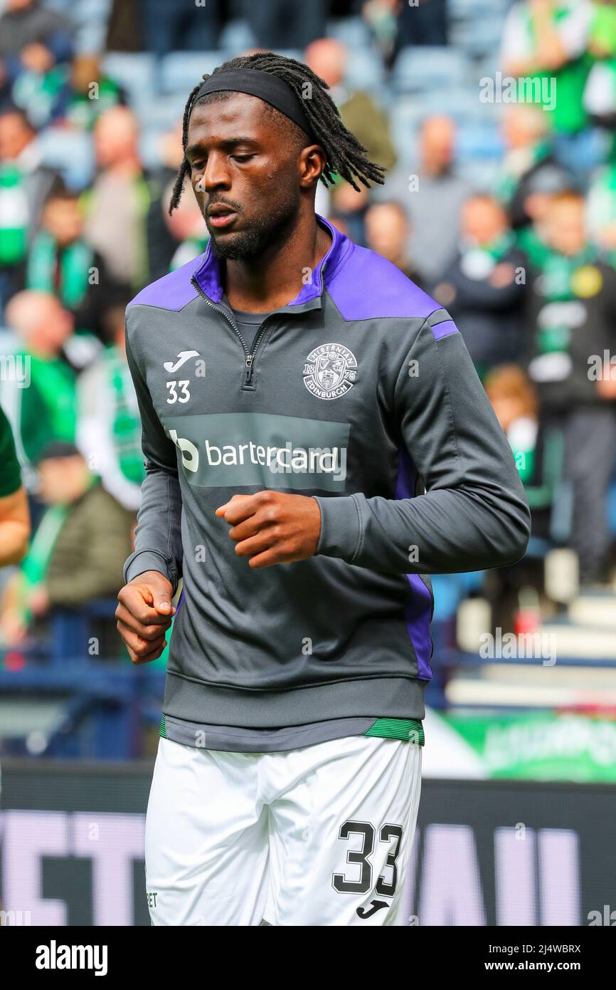 Rocky Bushiri, Profi-Fußballer, der für den Hibernischen Fußballverein in der schottischen Premier League spielt. Derzeit von Norwich City ausgeliehen. Stockfoto