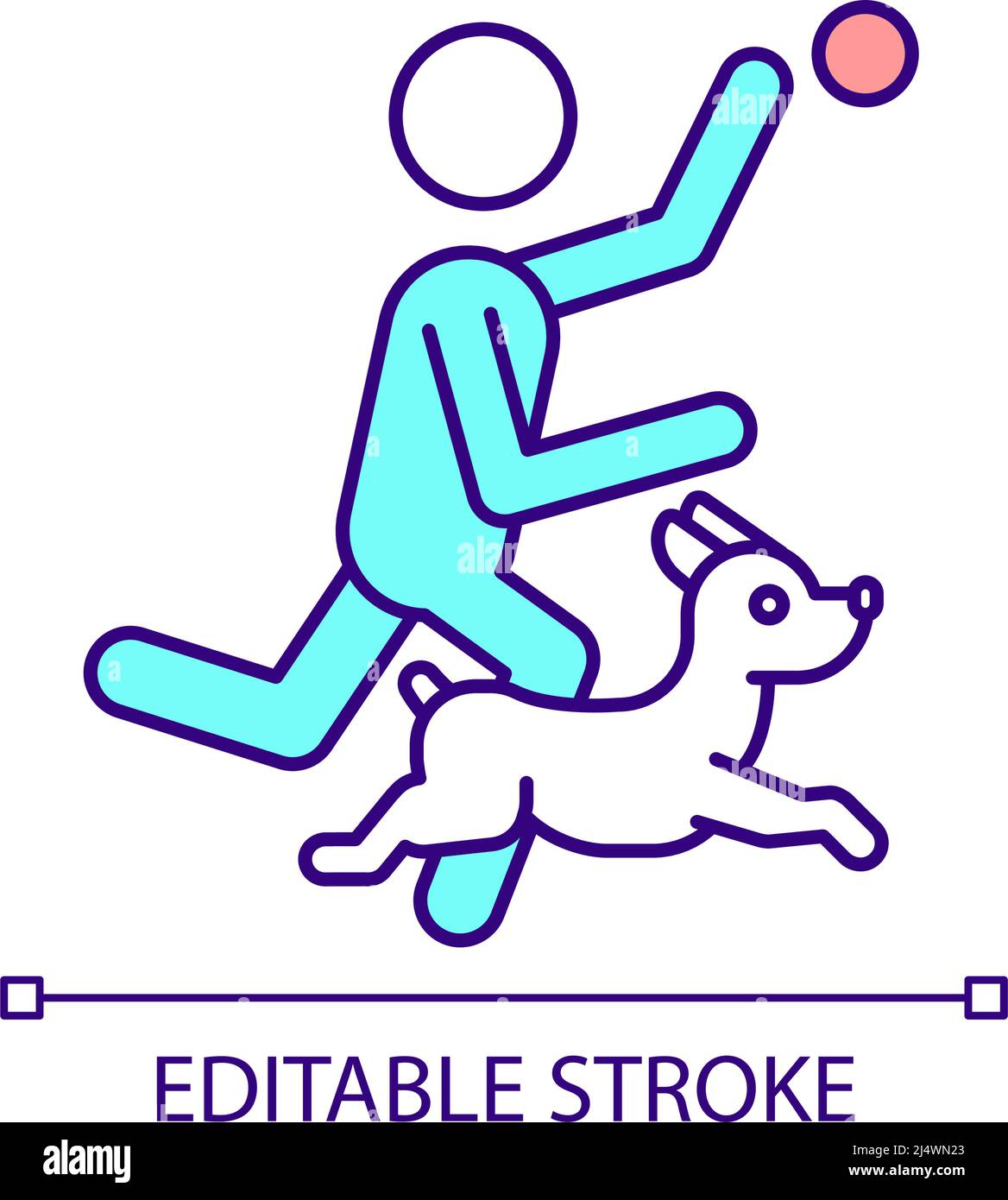 Spielen mit Hund außerhalb RGB-Farbsymbol Stock Vektor