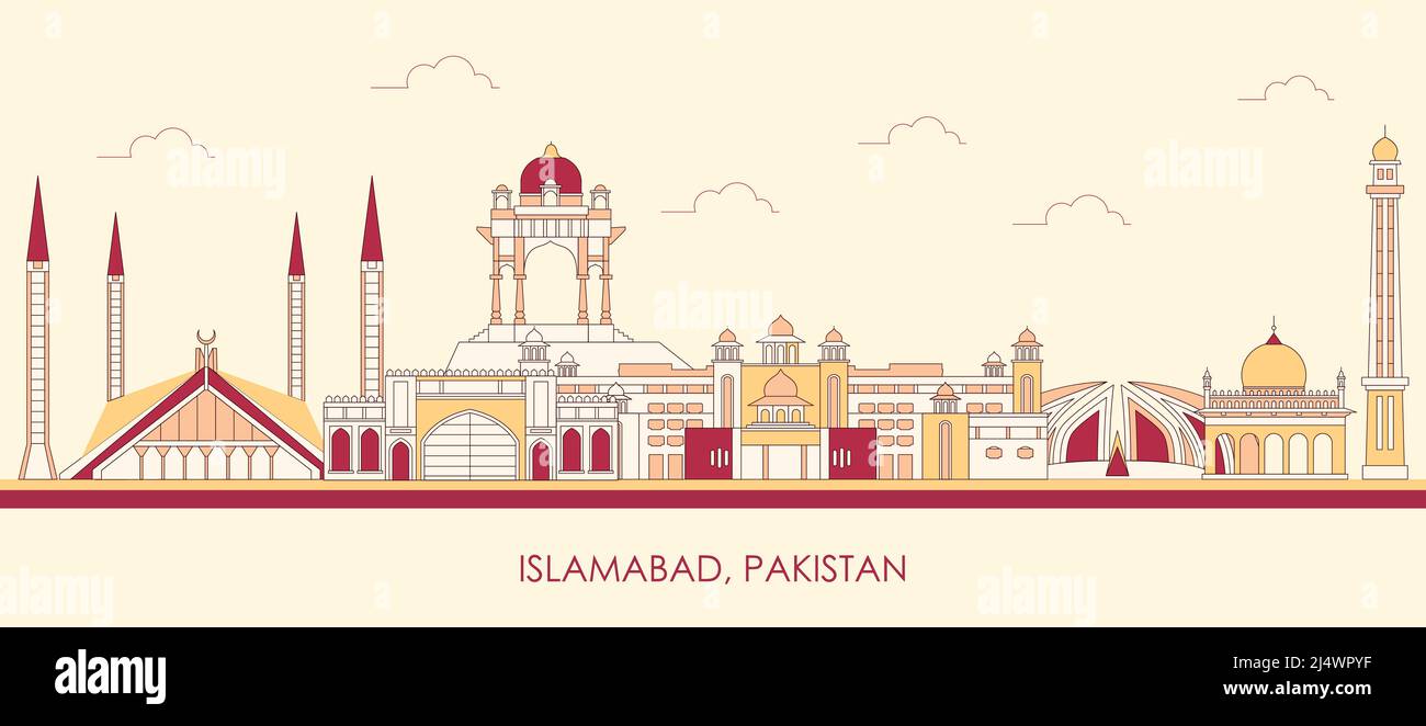 Cartoon Skyline Panorama der Stadt Islamabad, Pakistan - Vektor-Illustration Stock Vektor