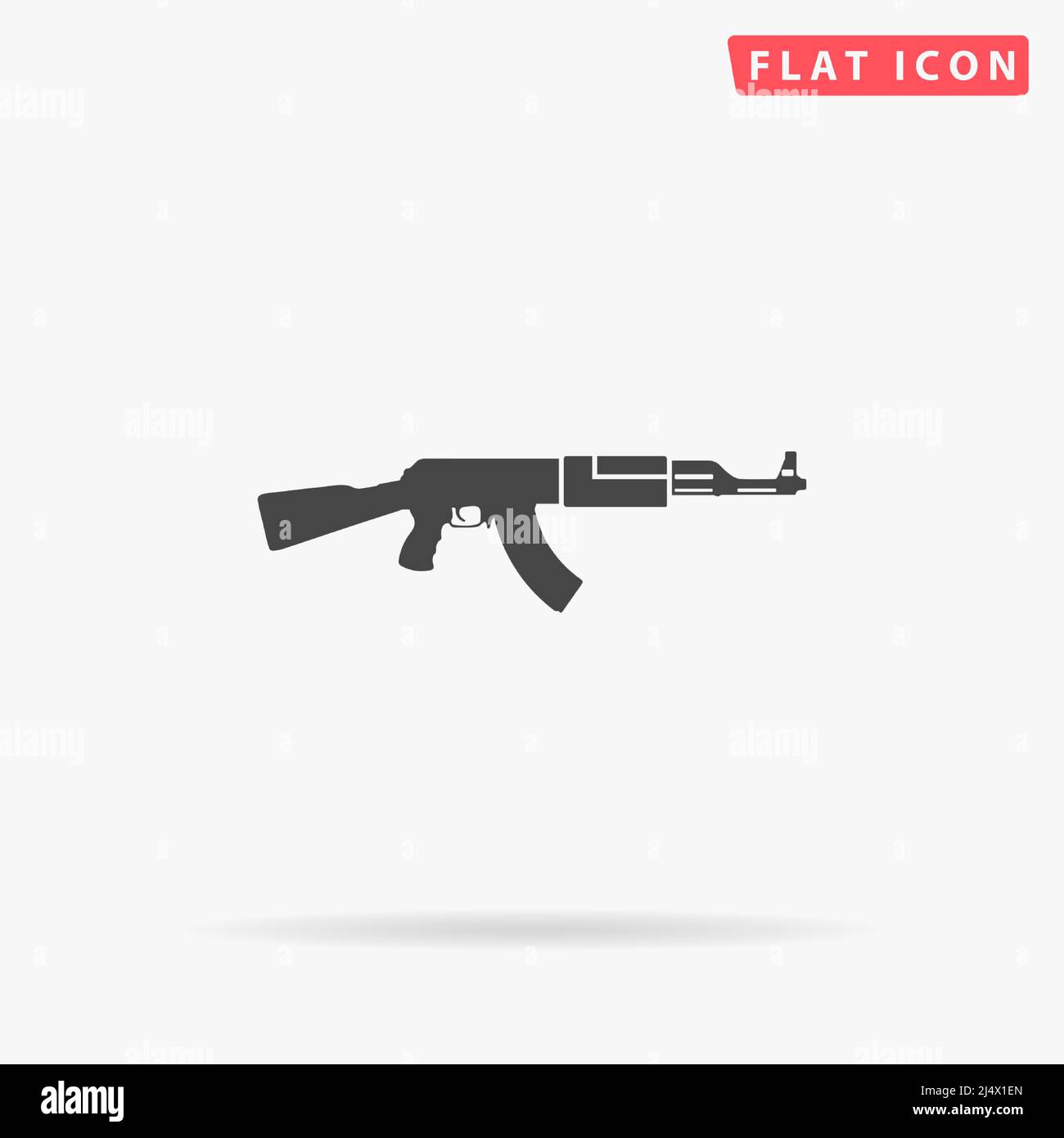 AK-47 Sturmgewehr flaches Vektor-Symbol. Handgezeichnete Design-Illustrationen. Stock Vektor