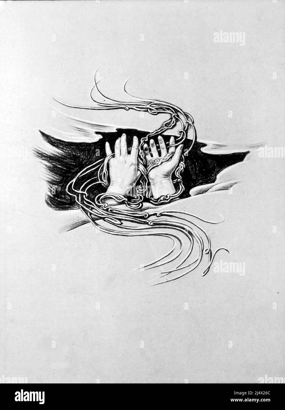 Rubáiyát von Omar Khayyám ist der Titel, den Edward FitzGerald seiner 1859 aus dem Persischen ins Englische übersetzten Übersetzung einer Auswahl von Quatrains (rubāʿiyāt) zuschrieb, die Omar Khayyam (1048–1131) zugeschrieben wurde, genannt "der Astronom-Dichter Persiens". Illustriert von Elihu Vedder, Stockfoto