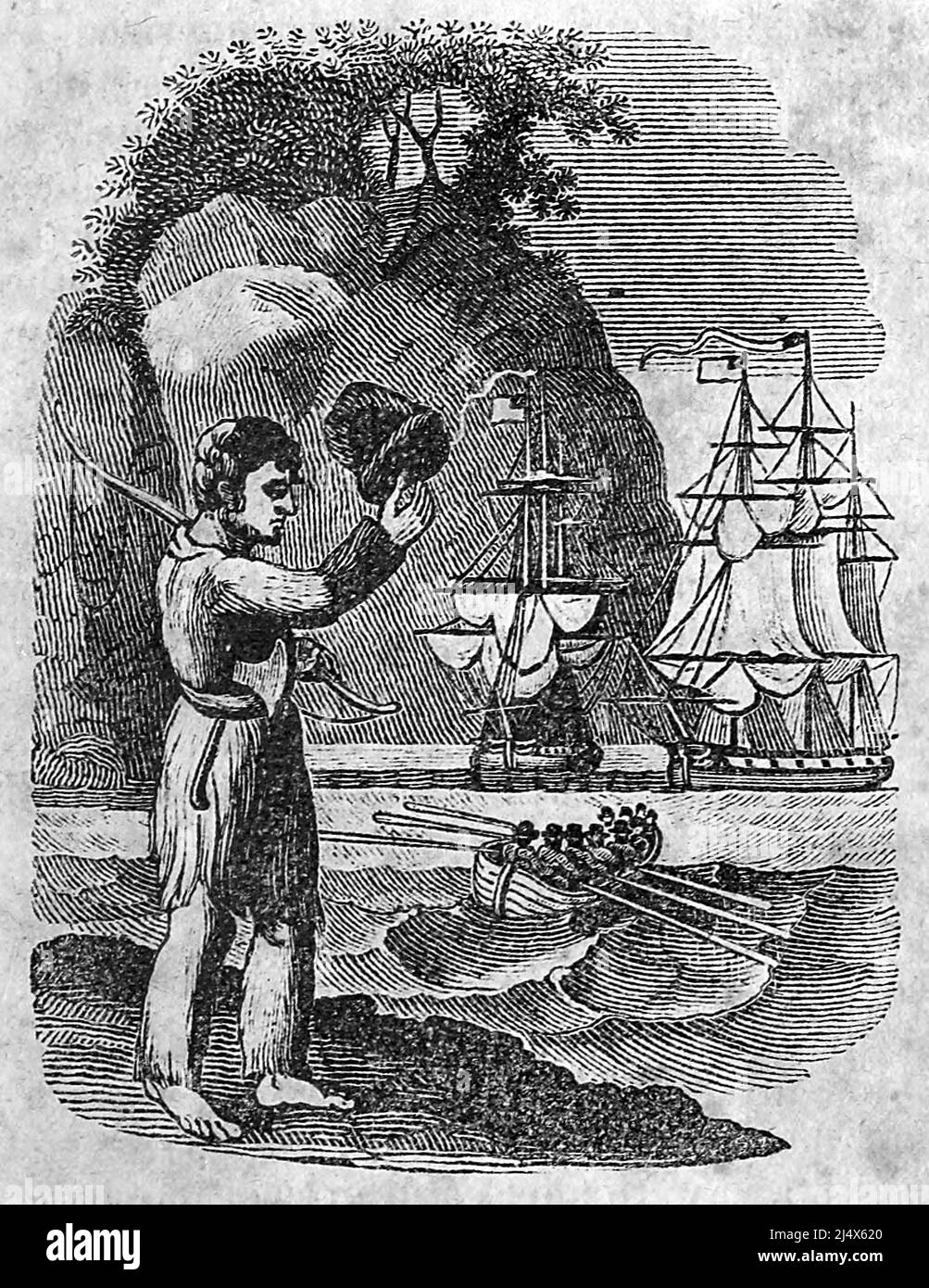 The Adventures of Robinson Crusoe ; mit Gravuren Verlag New Haven : Published by J. Babcock & Son ; Charleston : and S. Babcock & Co. 1825 Stockfoto