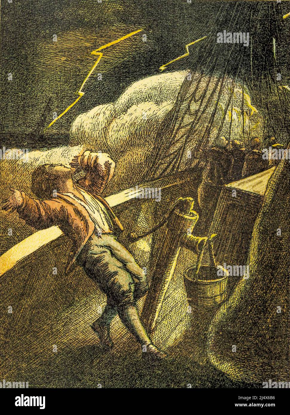 CRUSOE ENTSCHWAND dem Buch The life and Adventures of Robinson Crusoe von Daniel Defoe, farbig illustriert von EDWARD H. WEHNERT. Herausgeber Boston (Franklin and Hawley Streets) : D. Lothrop and Company 1884 Stockfoto