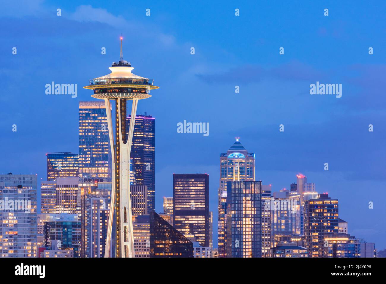 Seattle, Washington, Skyline mit Space Needle. Stockfoto