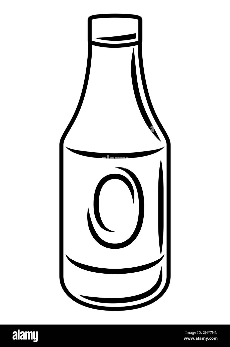Abbildung einer Flasche mit Ketchup-Sauce. Stilisierte Küche und Restaurant Produkt. Stock Vektor