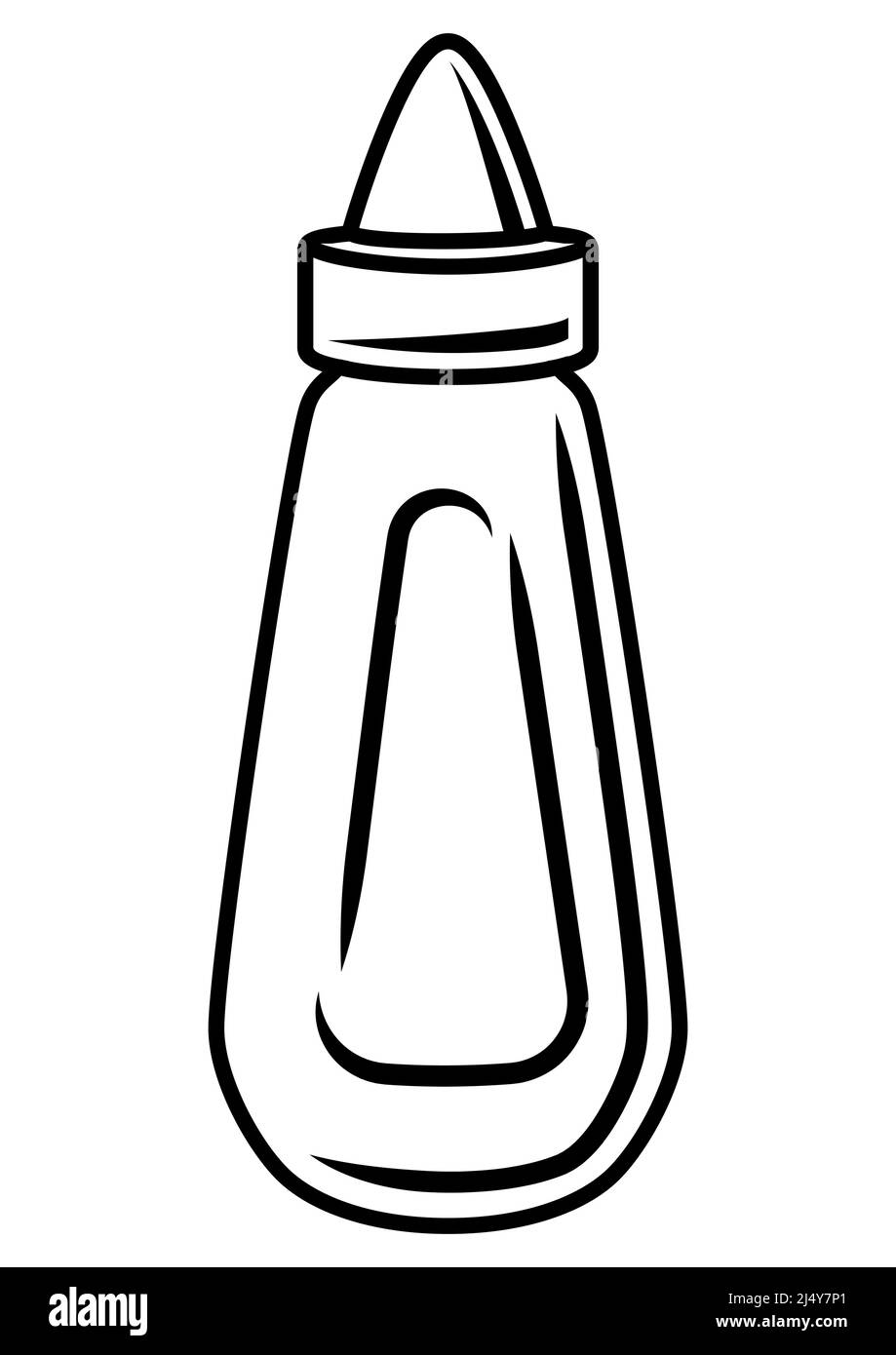 Abbildung einer Flasche mit Senf. Stilisierte Küche und Restaurant Produkt. Stock Vektor