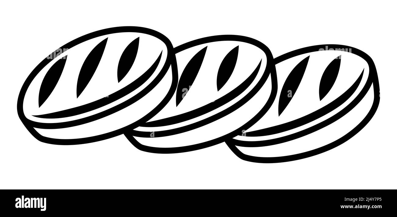 Abbildung von gegrillten Zucchini. Grillprodukt. Stilisierte Küche und Restaurant Menü Objekt. Stock Vektor