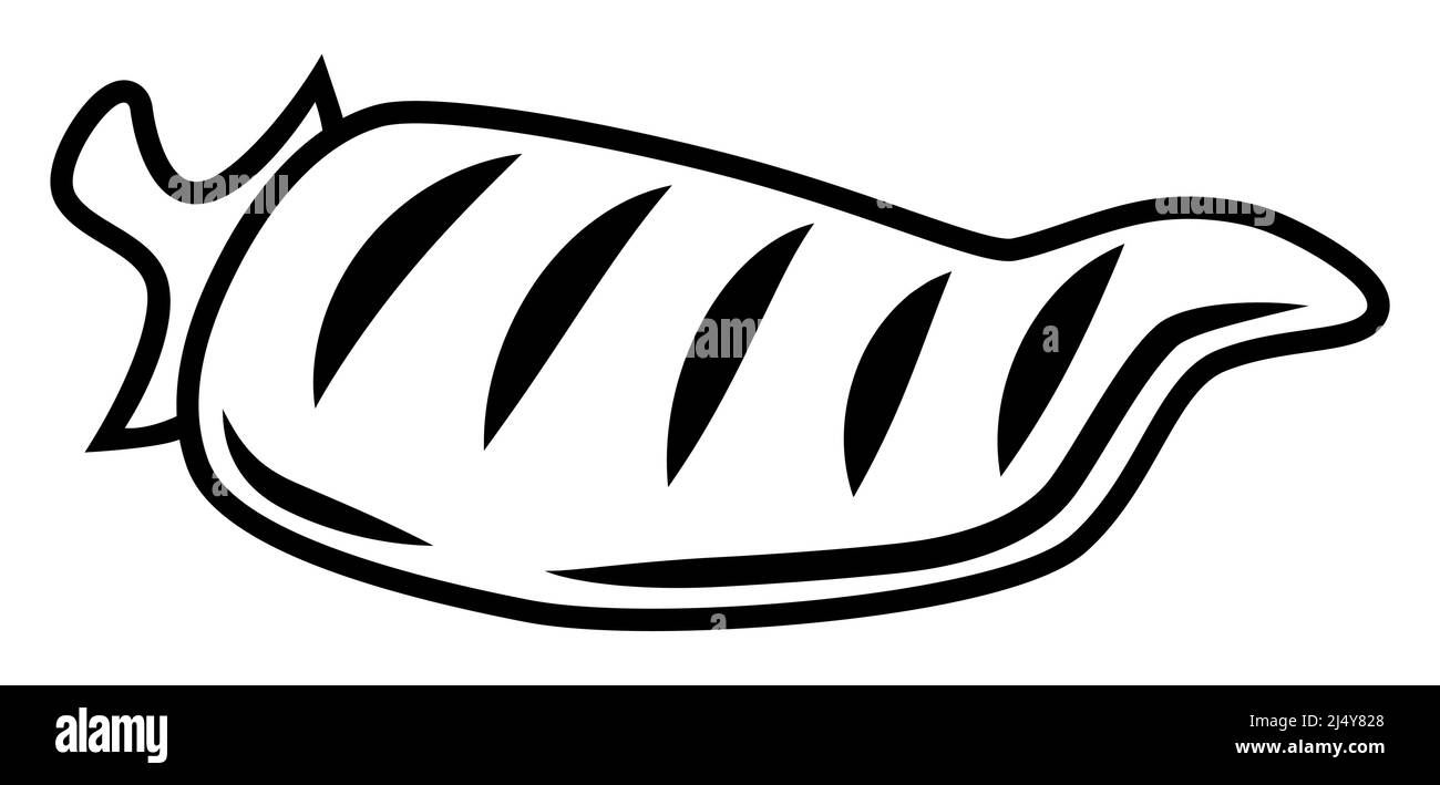 Abbildung von gegrilltem Pfeffer. Grillprodukt. Stilisierte Küche und Restaurant Menü Objekt. Stock Vektor