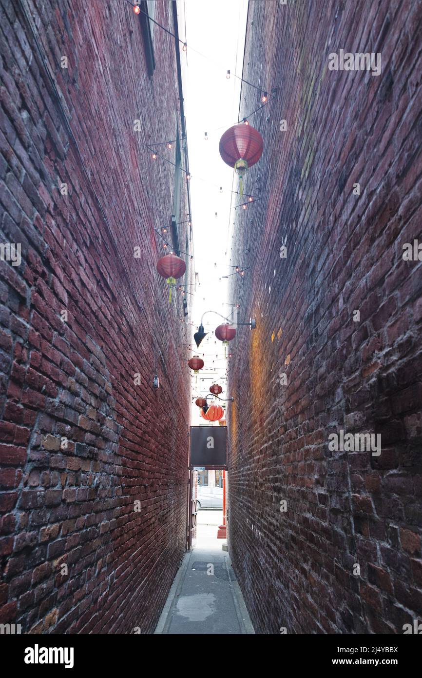 Fantan Gasse, in Chinatown in Victoria, BC, Kanada. Stockfoto