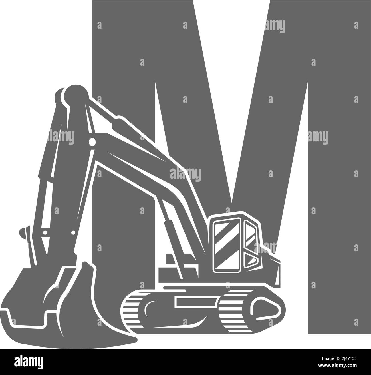 Bagger Symbol mit Buchstabe M Design Illustration Vektor Stock Vektor