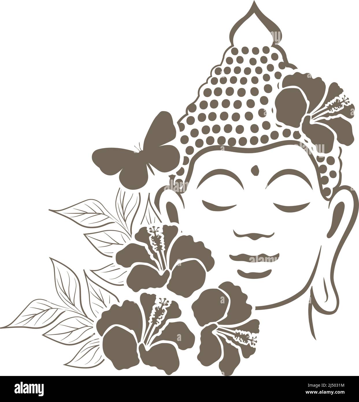 Buddha mit Blumen Stock Vektor