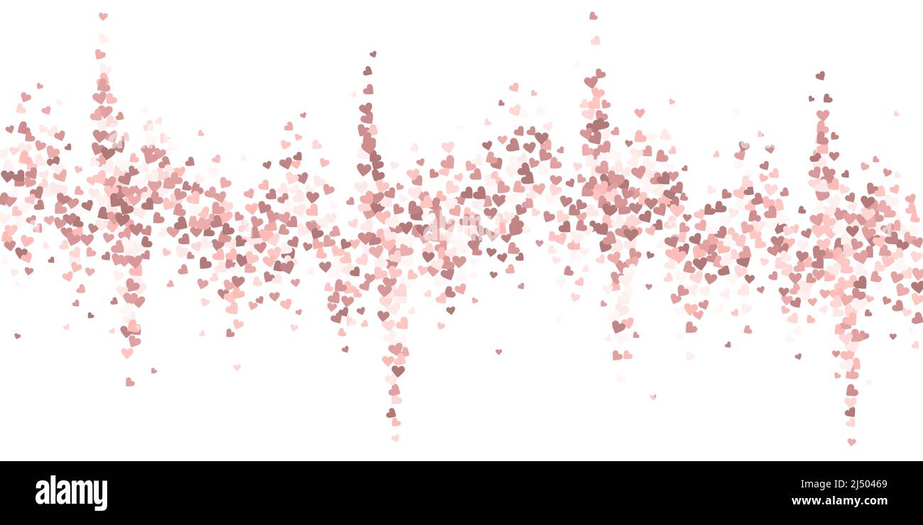 Rosa Herz Liebe Konfettis. Valentinstag fallender Regen schöner Hintergrund. Fallende flache Herzen Konfetti auf weißem Hintergrund. Ekstatischer Vektor illustra Stock Vektor