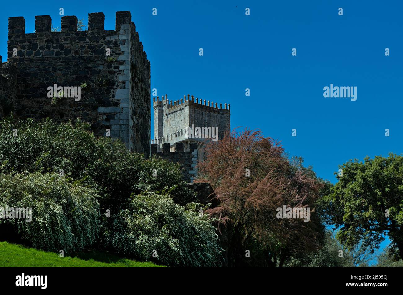 Außenmauern der mittelalterlichen Burg von Beja in Alentejo, Portugal Stockfoto