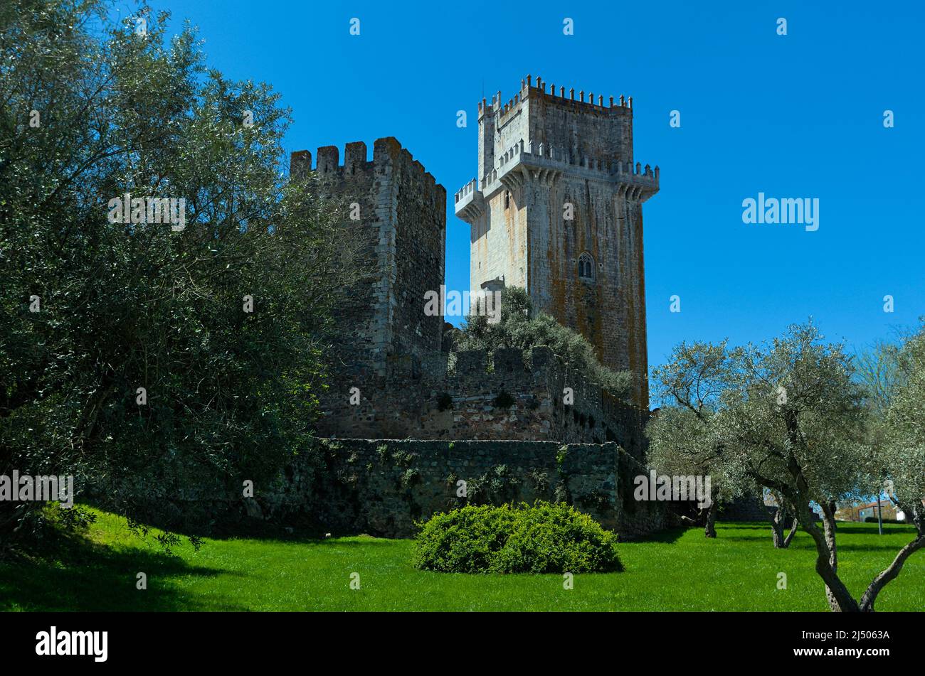 Außenmauern der mittelalterlichen Burg von Beja in Alentejo, Portugal Stockfoto