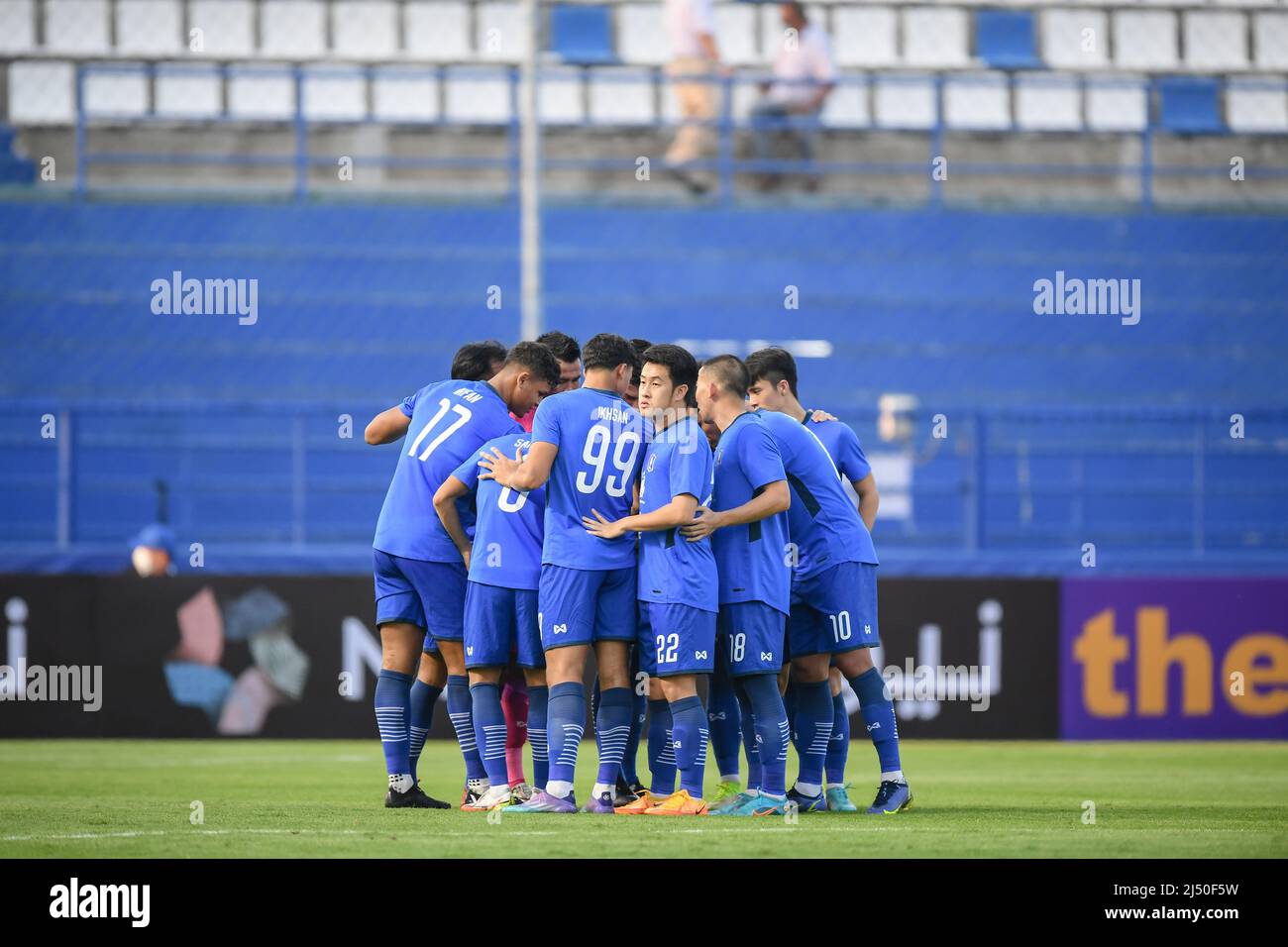 Spieler von BG Pathum United, die während des AFC Champions League 2022 Group G-Spiels zwischen BG Pathum United und Melbourne City FC im Leo Stadium gesehen wurden. (ENDERGEBNIS: G PATHUM UNITED 1:1 MELBOURNE CITY FC) Stockfoto