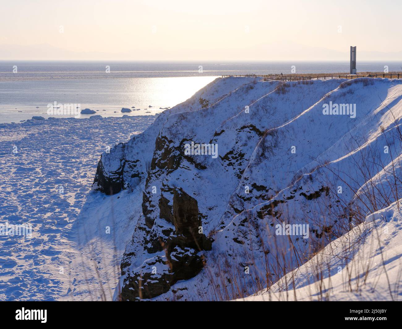 Cape Notoro und Drift Ice, Hokkaido, Japan Stockfoto